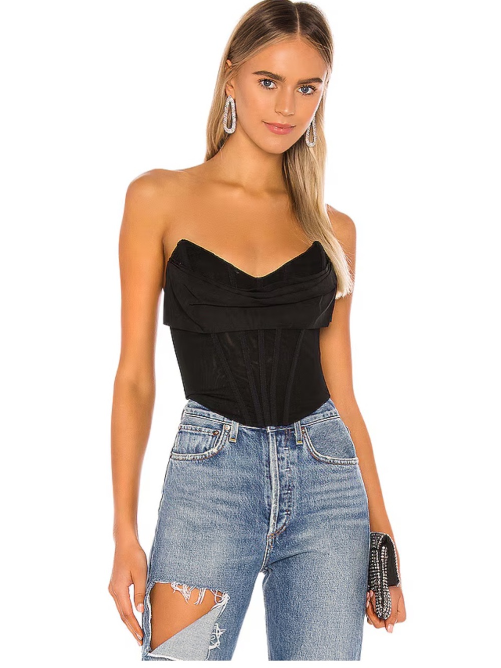 NWOT NBD Hailee Bustier Top Black Sheer Corset